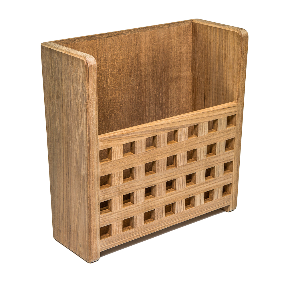 Teak Grate Front Magazine Rack - Thumbnail 2